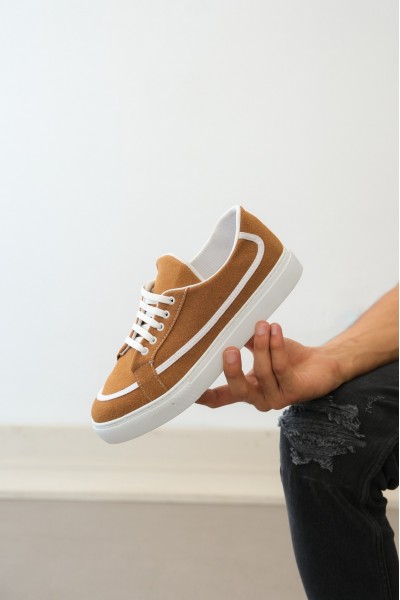 BA0351 BOA Bağcıklı Deri Tozu Günlük Taba Renk Spor Ayakkabı BA0351 BOA Bağcıklı Deri Tozu Günlük Taba Renk Spor Ayakkabı