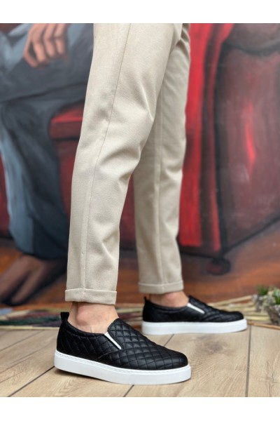 BA0353 Bağcıksız Kapitone Siyah Beyaz Taban Günlük Erkek Ayakkabı BA0353 Bağcıksız Kapitone Siyah Beyaz Taban Günlük Erkek Ayakkabı