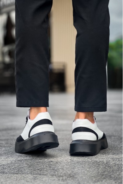 BA0354 Günlük Bağcıklı Erkek Beyaz Parçalı Siyah Yüksek Taban Spor Ayakkabı BA0354 Günlük Bağcıklı Erkek Beyaz Parçalı Siyah Yüksek Taban Spor Ayakkabı