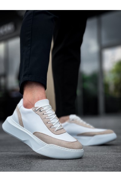 BA0354 Günlük Bağcıklı Erkek Krem Parçalı Beyaz Yüksek Taban Spor Ayakkabı BA0354 Günlük Bağcıklı Erkek Krem Parçalı Beyaz Yüksek Taban Spor Ayakkabı