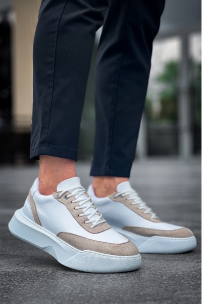 BA0354 Günlük Bağcıklı Erkek Krem Parçalı Beyaz Yüksek Taban Spor Ayakkabı BA0354 Günlük Bağcıklı Erkek Krem Parçalı Beyaz Yüksek Taban Spor Ayakkabı