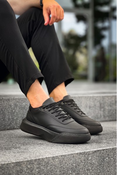 BA0354 Günlük  Bağcıklı Erkek  Siyah Yüksek  Taban Spor Ayakkabı