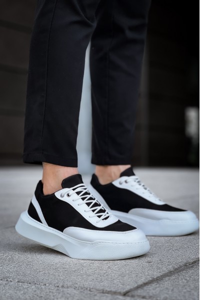 BA0354 Günlük  Bağcıklı Erkek Beyaz Parçalı  Beyaz Yüksek Taban Spor Ayakkabı