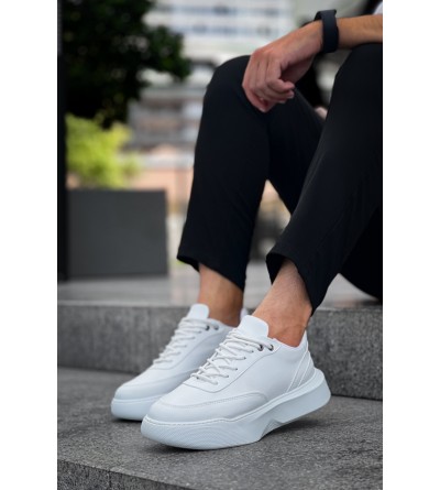 BA0354 Günlük  Bağcıklı Erkek Yüksek Taban Beyaz Spor Ayakkabı