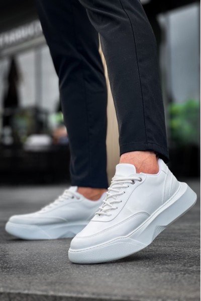 BA0354 Günlük  Bağcıklı Erkek Yüksek Taban Beyaz Spor Ayakkabı