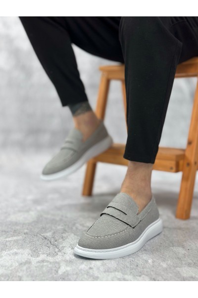 BA0355 Bağcıksız Keten Füme Klasik Corcik Erkek Ayakkabı