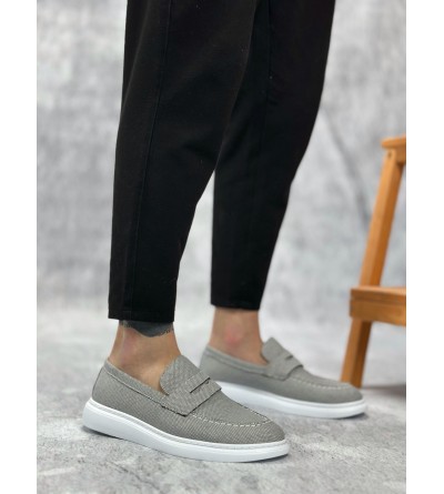 BA0355 Bağcıksız Keten Füme Klasik Corcik Erkek Ayakkabı