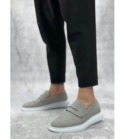 BA0355 Bağcıksız Keten Füme Klasik Corcik Erkek Ayakkabı