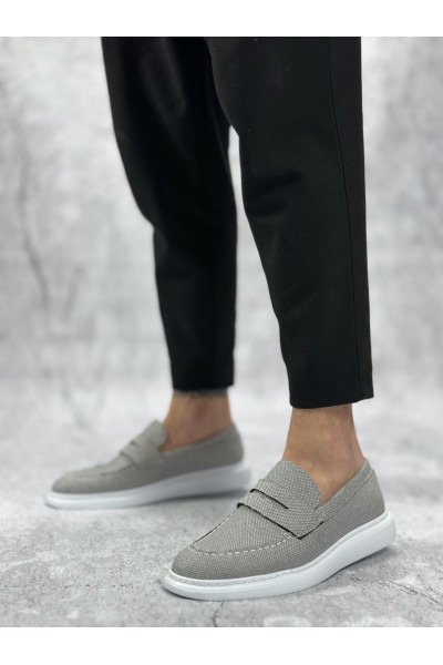 BA0355 Bağcıksız Keten Füme Klasik Corcik Erkek Ayakkabı