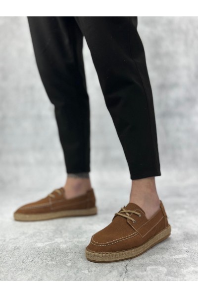 BA0358 BOA Doğal Deri Tozu Bağcıklı Kauçuk El Yapımı Espadril Taban Taba Renk Erkek Ayakkabı BA0358 BOA Doğal Deri Tozu Bağcıklı Kauçuk El Yapımı Espadril Taban Taba Renk Erkek Ayakkabı