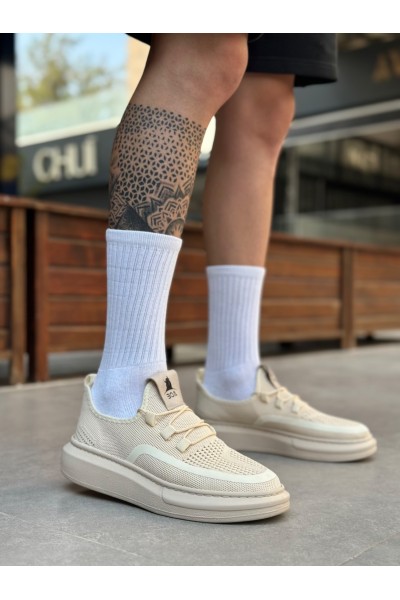 BA0375 Özel Örme Triko Tarz Krem Renk Spor Ayakkabı BA0375 Özel Örme Triko Tarz Krem Renk Spor Ayakkabı