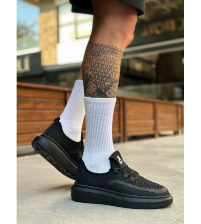 BA0375 Özel Örme Triko Tarz Siyah Renk Siyah Taban Spor Ayakkabı 