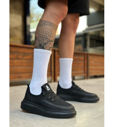 BA0375 Özel Örme Triko Tarz Siyah Renk Siyah Taban Spor Ayakkabı 