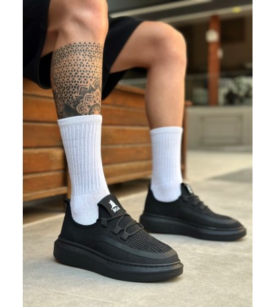 BA0375 Özel Örme Triko Tarz Siyah Renk Siyah Taban Spor Ayakkabı 