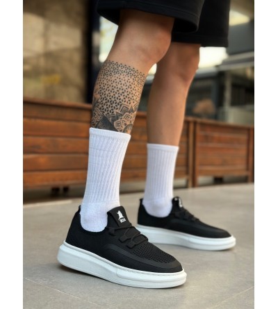 BA0375 Özel Örme Triko Tarz Siyah Renk Spor Ayakkabı 