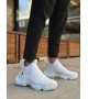BA0401 Bağcıksız Rahat Kalın Taban Beyaz Erkek Spor Yarım Bilek Bot