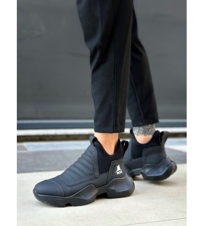 BA0401 Bağcıksız Rahat Yüksek Taban Erkek Spor Yarım Bilek Bot