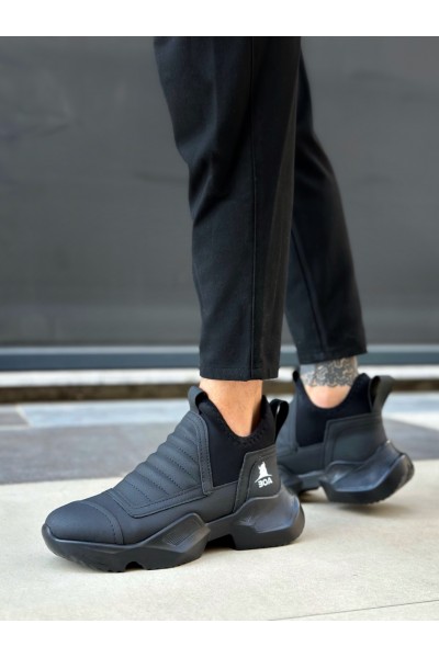 BA0401 Bağcıksız Rahat Yüksek Taban Erkek Spor Yarım Bilek Bot