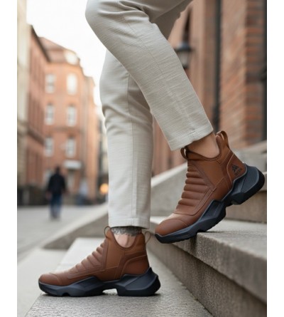 BA0401 Bağcıksız Rahat Yüksek Taban Taba Erkek Spor Yarım Bilek Bot