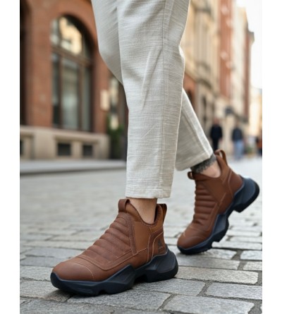 BA0401 Bağcıksız Rahat Yüksek Taban Taba Erkek Spor Yarım Bilek Bot