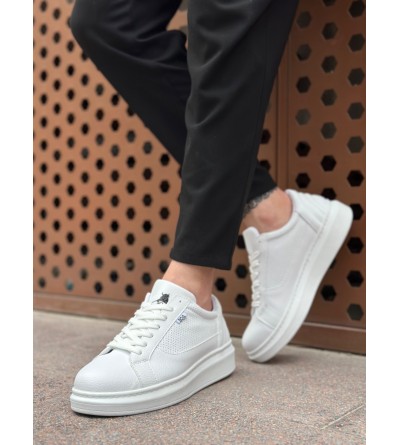 BA0423 BOA Kalın Yüksek Taban Beyaz Bağcıklı Spor Erkek Ayakkabı