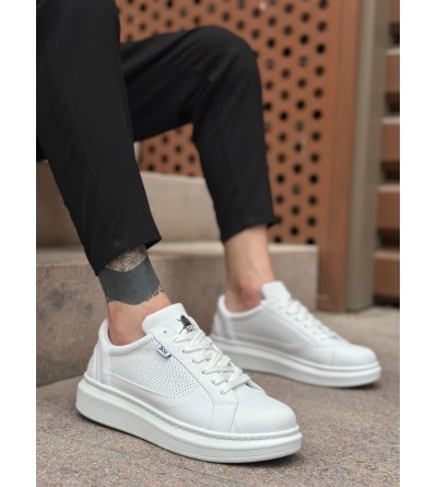 BA0423 BOA Kalın Yüksek Taban Beyaz Bağcıklı Spor Erkek Ayakkabı