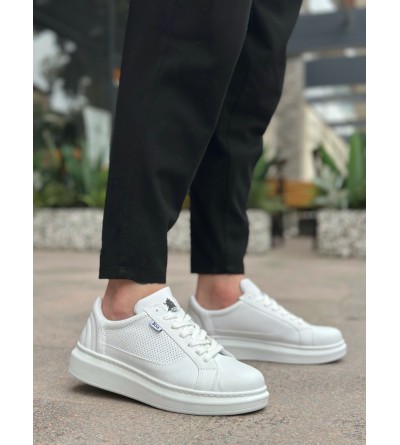 BA0423 BOA Kalın Yüksek Taban Beyaz Bağcıklı Spor Erkek Ayakkabı