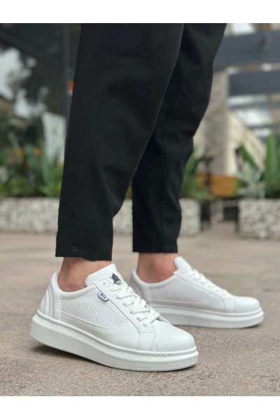 BA0423 BOA Kalın Yüksek Taban Beyaz Bağcıklı Spor Erkek Ayakkabı