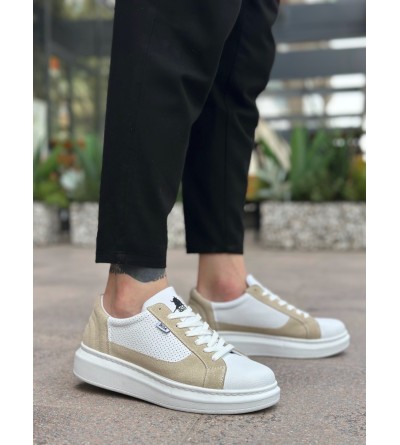 BA0423 BOA Kalın Yüksek Taban Beyaz Krem Bağcıklı Spor Erkek Ayakkabı BA0423 BOA Kalın Yüksek Taban Beyaz Krem Bağcıklı Spor Erkek Ayakkabı