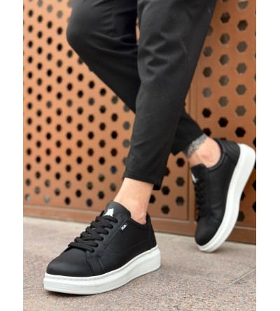 BA0423 BOA Kalın Yüksek Taban Siyah Bağcıklı Spor Erkek Ayakkabı