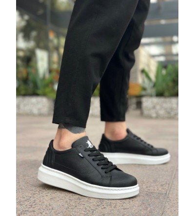 BA0423 BOA Kalın Yüksek Taban Siyah Bağcıklı Spor Erkek Ayakkabı