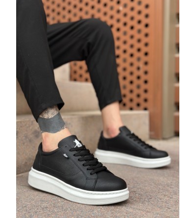 BA0423 BOA Kalın Yüksek Taban Siyah Bağcıklı Spor Erkek Ayakkabı