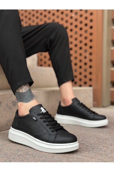BA0423 BOA Kalın Yüksek Taban Siyah Bağcıklı Spor Erkek Ayakkabı
