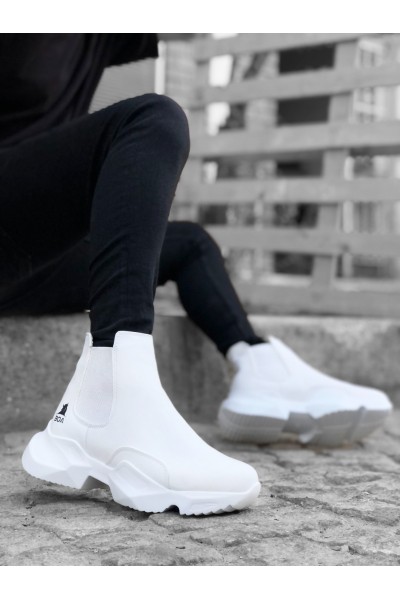 BA0444 Bağcıksız Rahat Yüksek Taban Beyaz Erkek Spor Yarım Bilek Bot BA0444 Bağcıksız Rahat Yüksek Taban Beyaz Erkek Spor Yarım Bilek Bot