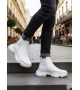 BA0444 Bağcıksız Rahat Yüksek Taban Beyaz Erkek Spor Yarım Bilek Bot