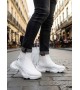 BA0444 Bağcıksız Rahat Yüksek Taban Beyaz Erkek Spor Yarım Bilek Bot