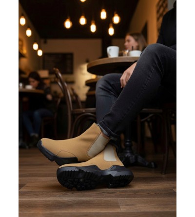 BA0444 Bağcıksız Rahat Yüksek Taban Camel Erkek Spor Yarım Bilek Bot