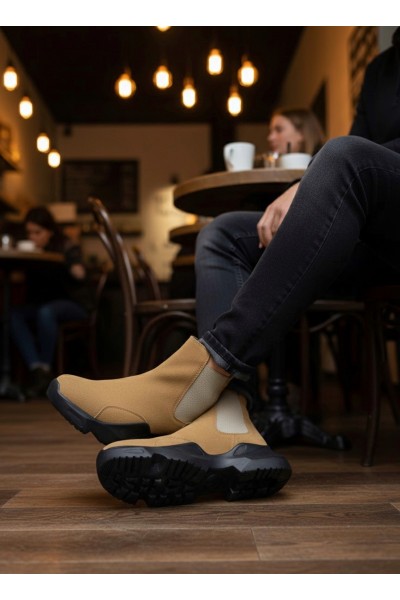 BA0444 Bağcıksız Rahat Yüksek Taban Camel Erkek Spor Yarım Bilek Bot BA0444 Bağcıksız Rahat Yüksek Taban Camel Erkek Spor Yarım Bilek Bot