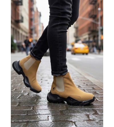 BA0444 Bağcıksız Rahat Yüksek Taban Camel Erkek Spor Yarım Bilek Bot