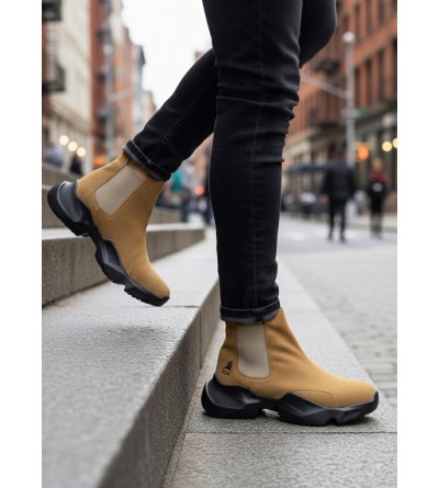 BA0444 Bağcıksız Rahat Yüksek Taban Camel Erkek Spor Yarım Bilek Bot