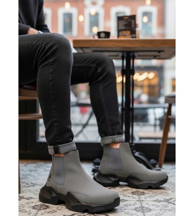 BA0444 Bağcıksız Rahat Yüksek Taban Füme Erkek Spor Yarım Bilek Bot