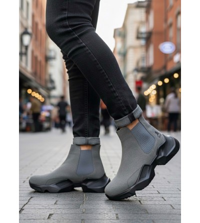 BA0444 Bağcıksız Rahat Yüksek Taban Füme Erkek Spor Yarım Bilek Bot