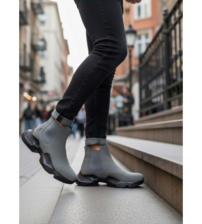 BA0444 Bağcıksız Rahat Yüksek Taban Füme Erkek Spor Yarım Bilek Bot