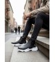 BA0444 Bağcıksız Rahat Yüksek Taban Siyah Beyaz Taban Erkek Spor Yarım Bilek Bot
