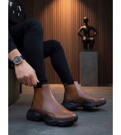 BA0444 Bağcıksız Rahat Yüksek Taban Taba Erkek Spor Yarım Bilek Bot