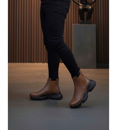 BA0444 Bağcıksız Rahat Yüksek Taban Taba Erkek Spor Yarım Bilek Bot