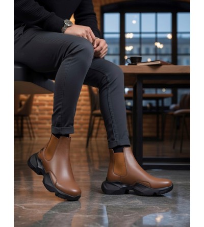 BA0444 Bağcıksız Rahat Yüksek Taban Taba Erkek Spor Yarım Bilek Bot