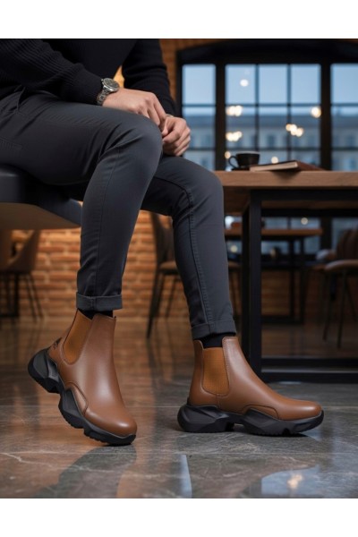 BA0444 Bağcıksız Rahat Yüksek Taban Taba Erkek Spor Yarım Bilek Bot