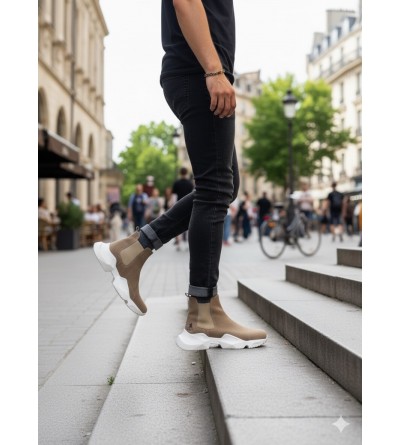 BA0444 Bağcıksız Rahat Yüksek Taban Vizon Erkek Spor Yarım Bilek Bot