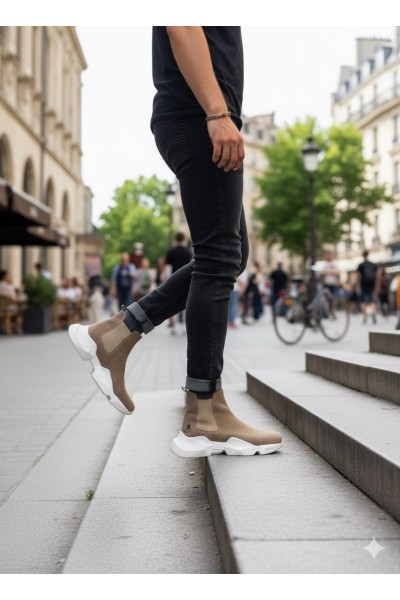 BA0444 Bağcıksız Rahat Yüksek Taban Vizon Erkek Spor Yarım Bilek Bot BA0444 Bağcıksız Rahat Yüksek Taban Vizon Erkek Spor Yarım Bilek Bot